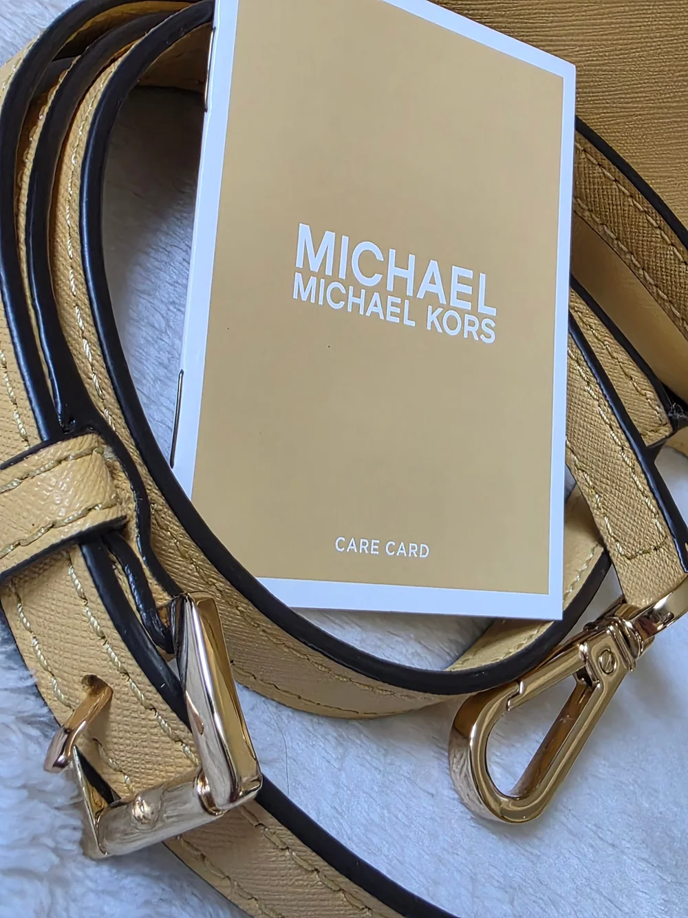 Michael Kors Yellow Idina Saffiano Leather Crossbody Purse Gold Hardware NWOT